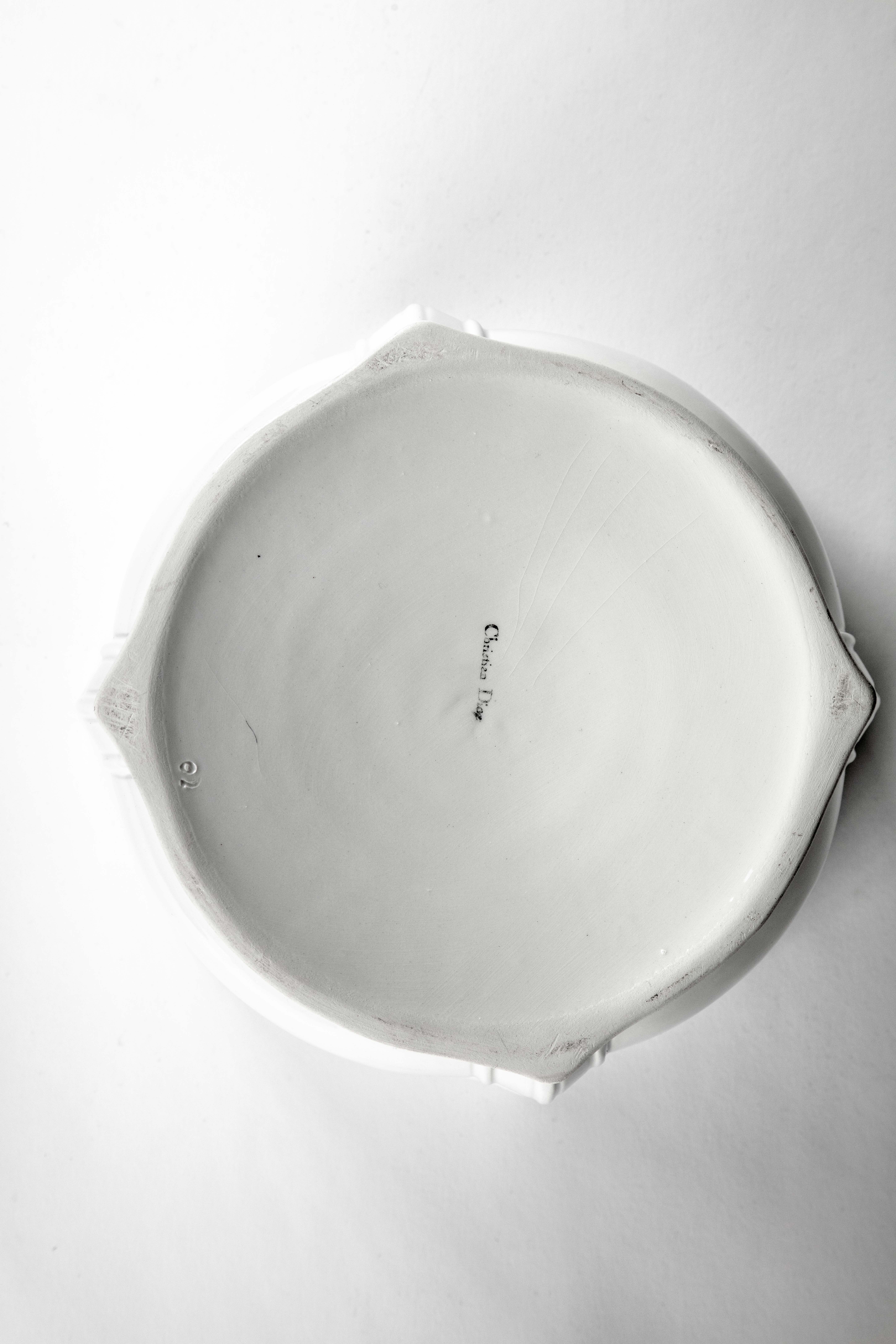 Faience Pot Cover signed Christian Dior White color