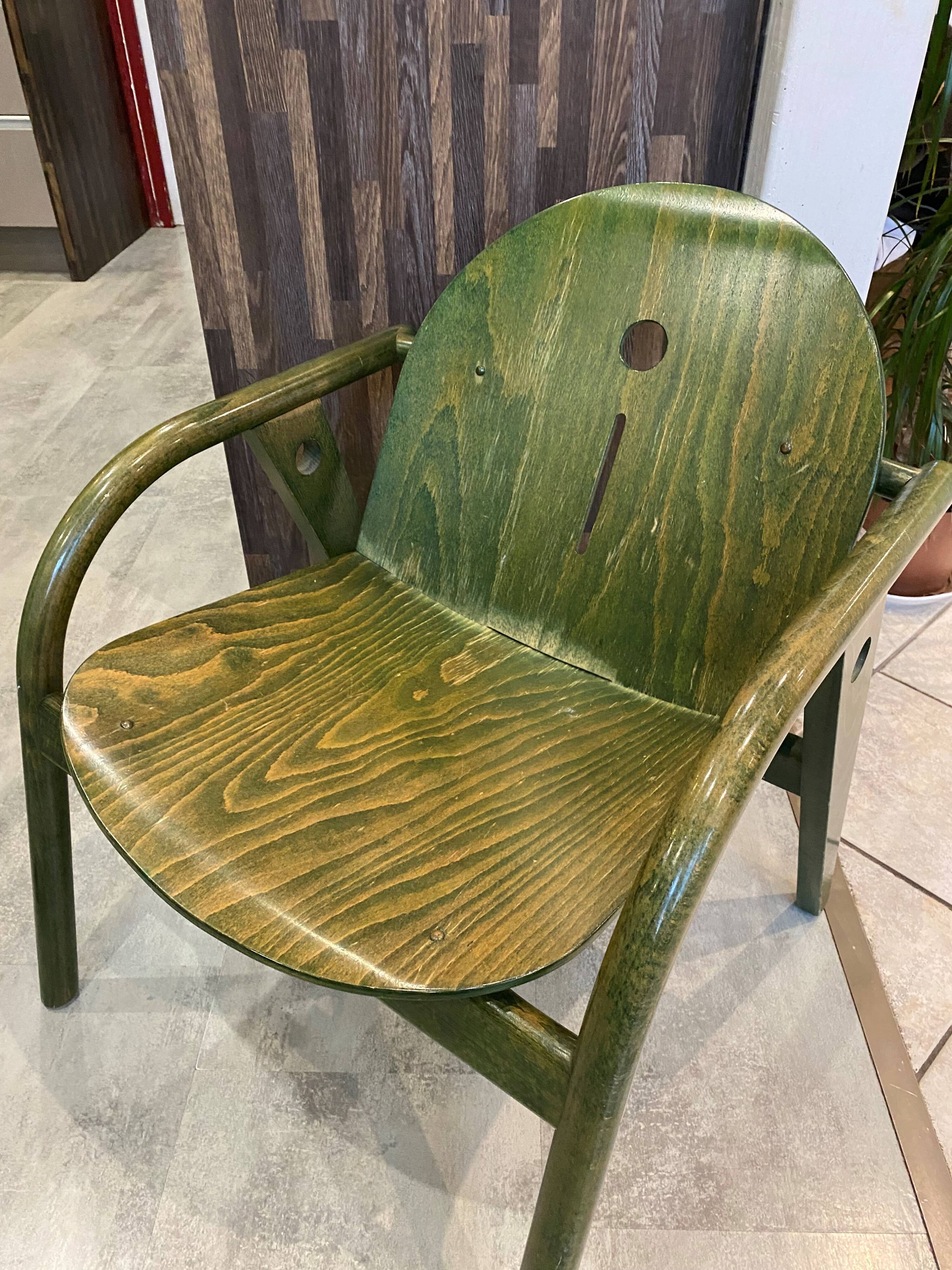 Fauteuil Baumann vert, années 70