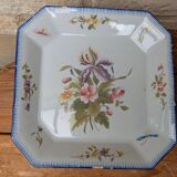 Set of 2 old square Charolles plates with flower pattern