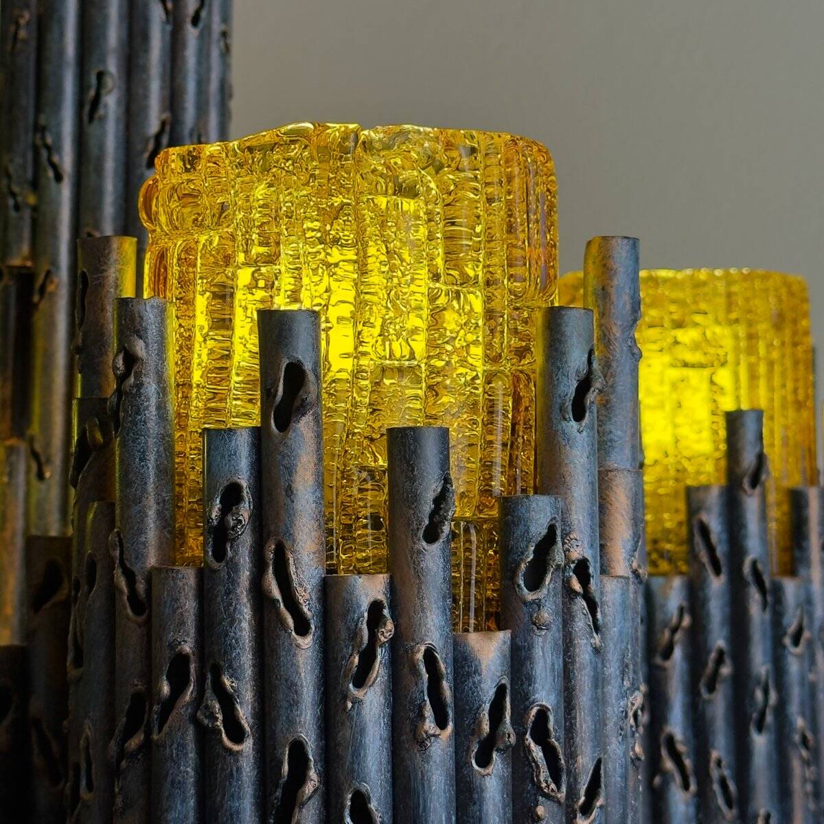 Brutalist chandelier by Marcello Fantoni for Fantoni Studio, Florence, Italy, 1960s.