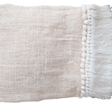 White Aussa plaid with fringe and shells