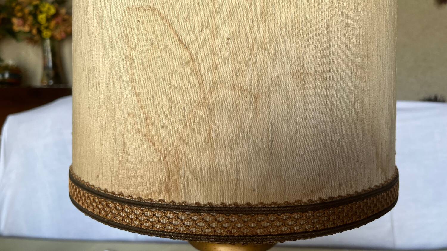 Vintage painted wooden table lamp