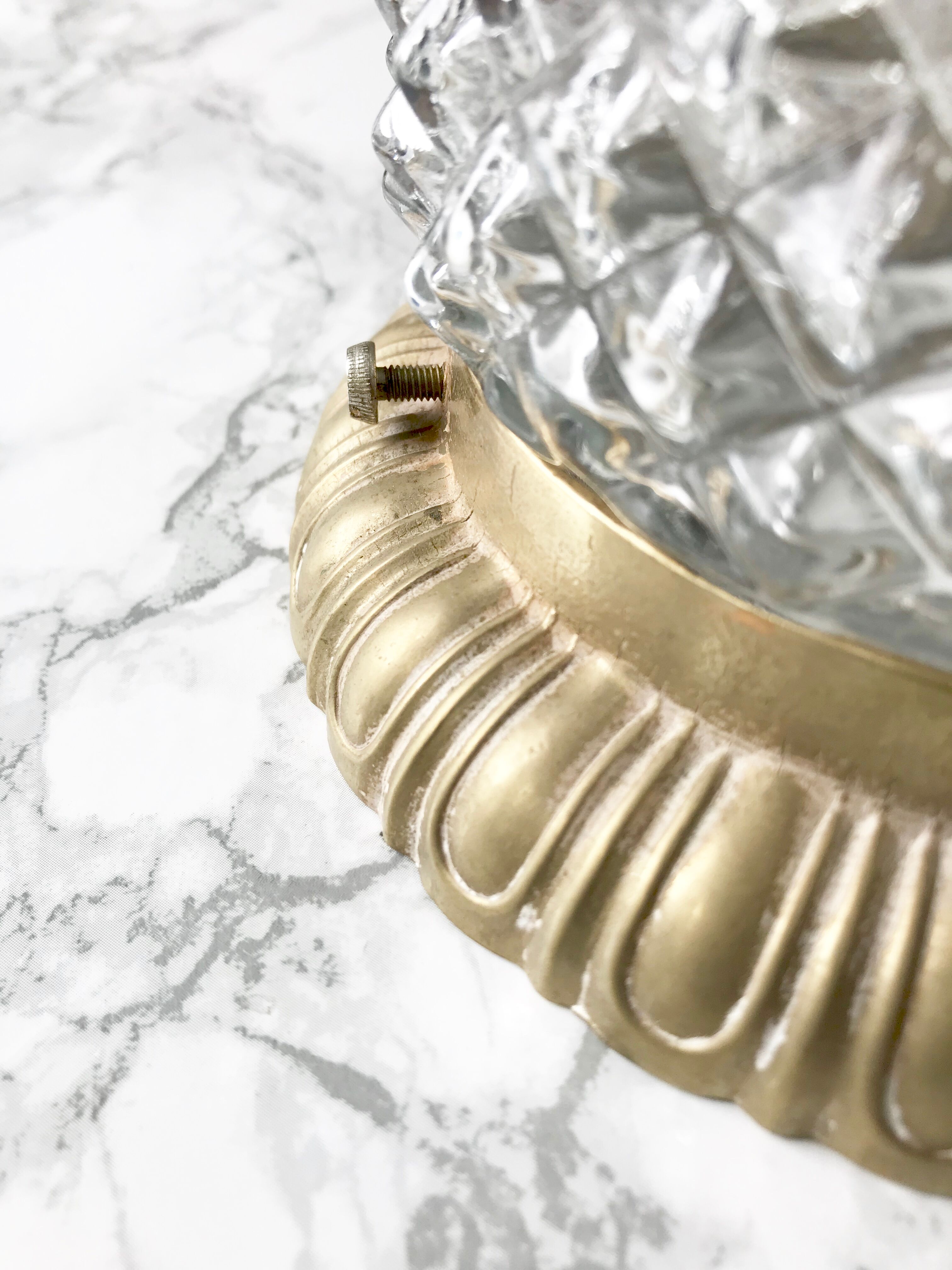 Glass and brass wall lamp