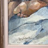 Tableau Nu Assis, Huile Sur Toile Signée, 1938, XXe Siècle