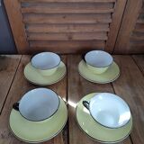 Service à café tasse porcelaine Moulin des loups liseré noir patel