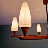 Large Scandinavian teak chandelier, Uno & Östen Kristiansson, 1960