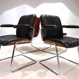 Martin Stoll set of 4 leather dining/conference chairs by Prof. Karl Dittert