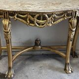 Hollywood Regency Console - Gilded Wood and Marble