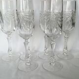 Set of 6 crystal champagne flutes