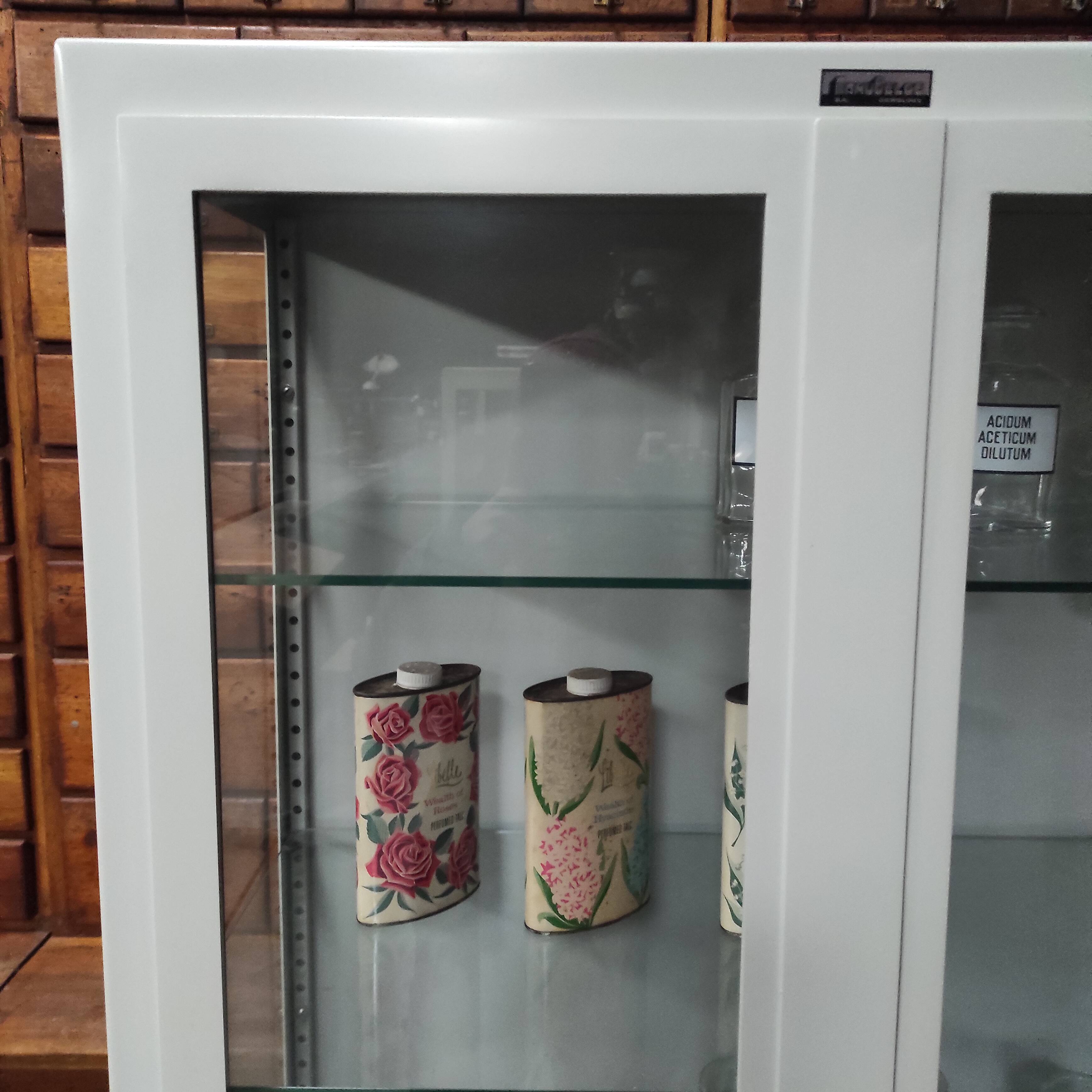 Vintage ManuBelge Medical Cabinet | Industrial Glass Display