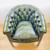 Chesterfield Armchair in English Green Leather
