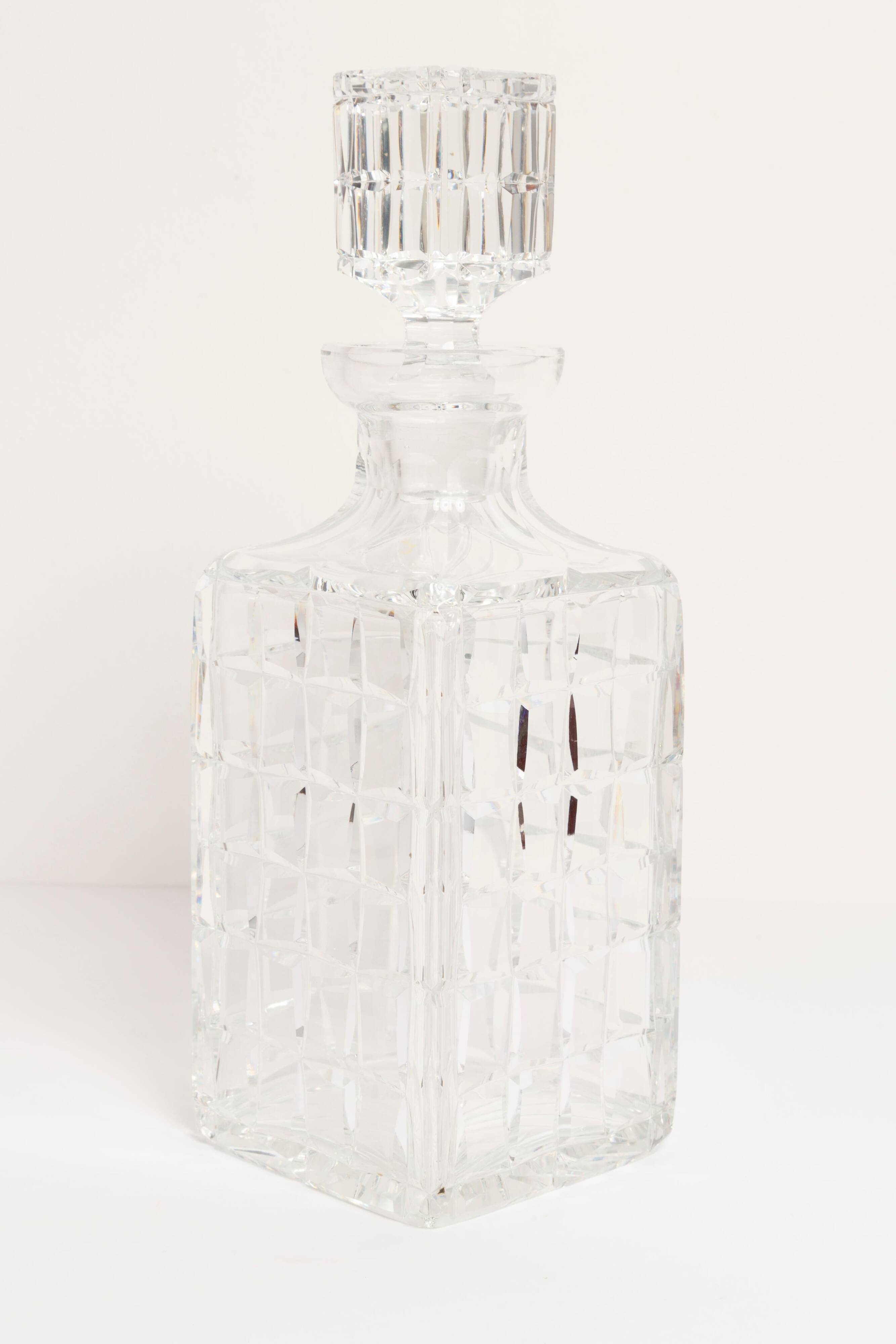 Mid-Century Transparent Crystal Carafe with Stopper, Europe, 1960s