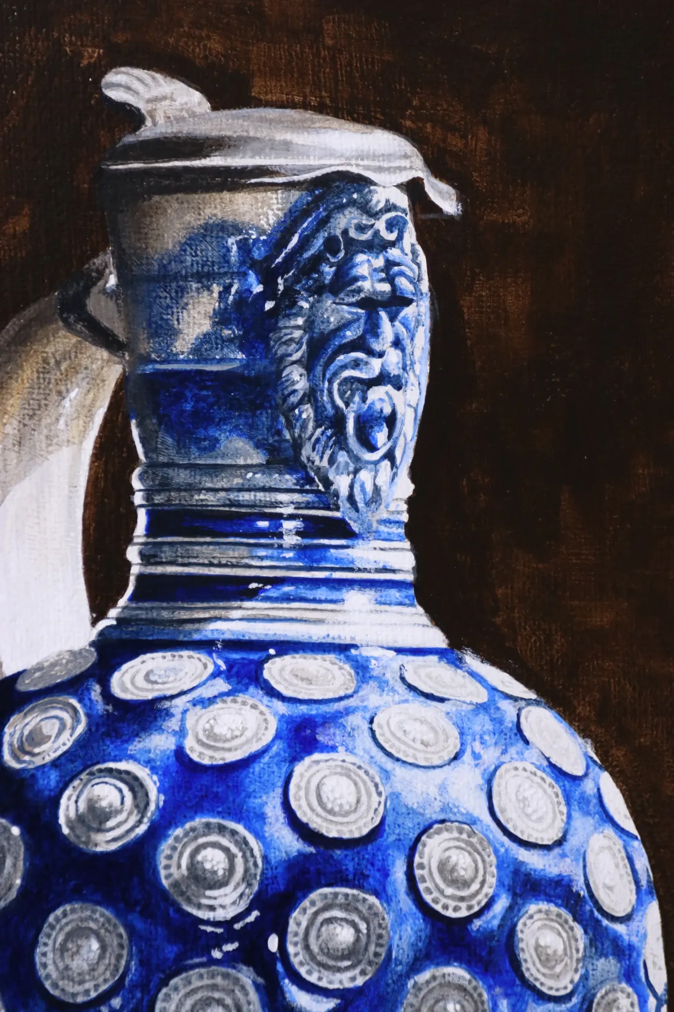 Still life with Westerwald jug on pewter plate – Marjolein van den Berg