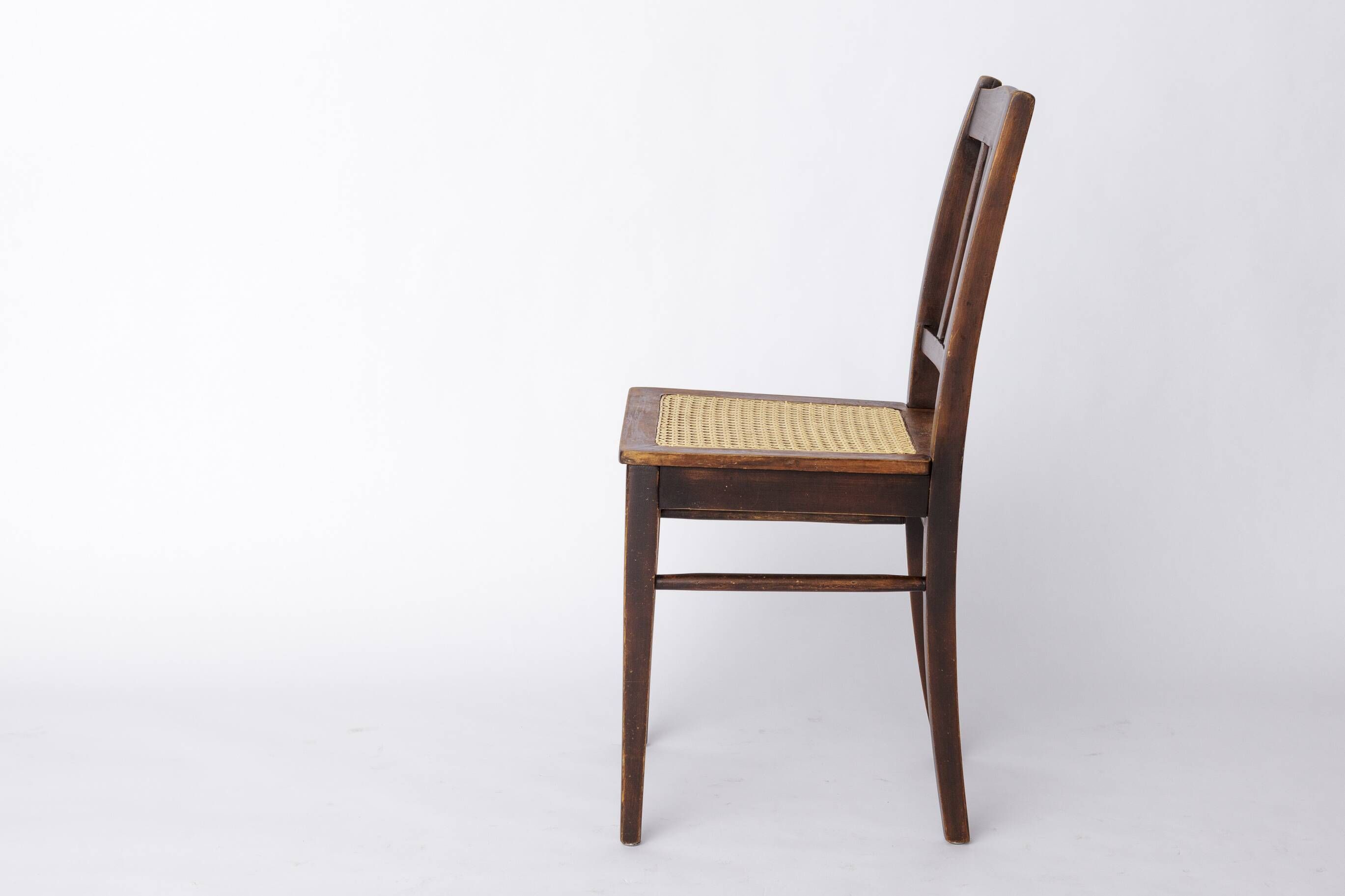 Antique Beech Wood Chair – 1940s German Desk or Dining Chair with New Cane