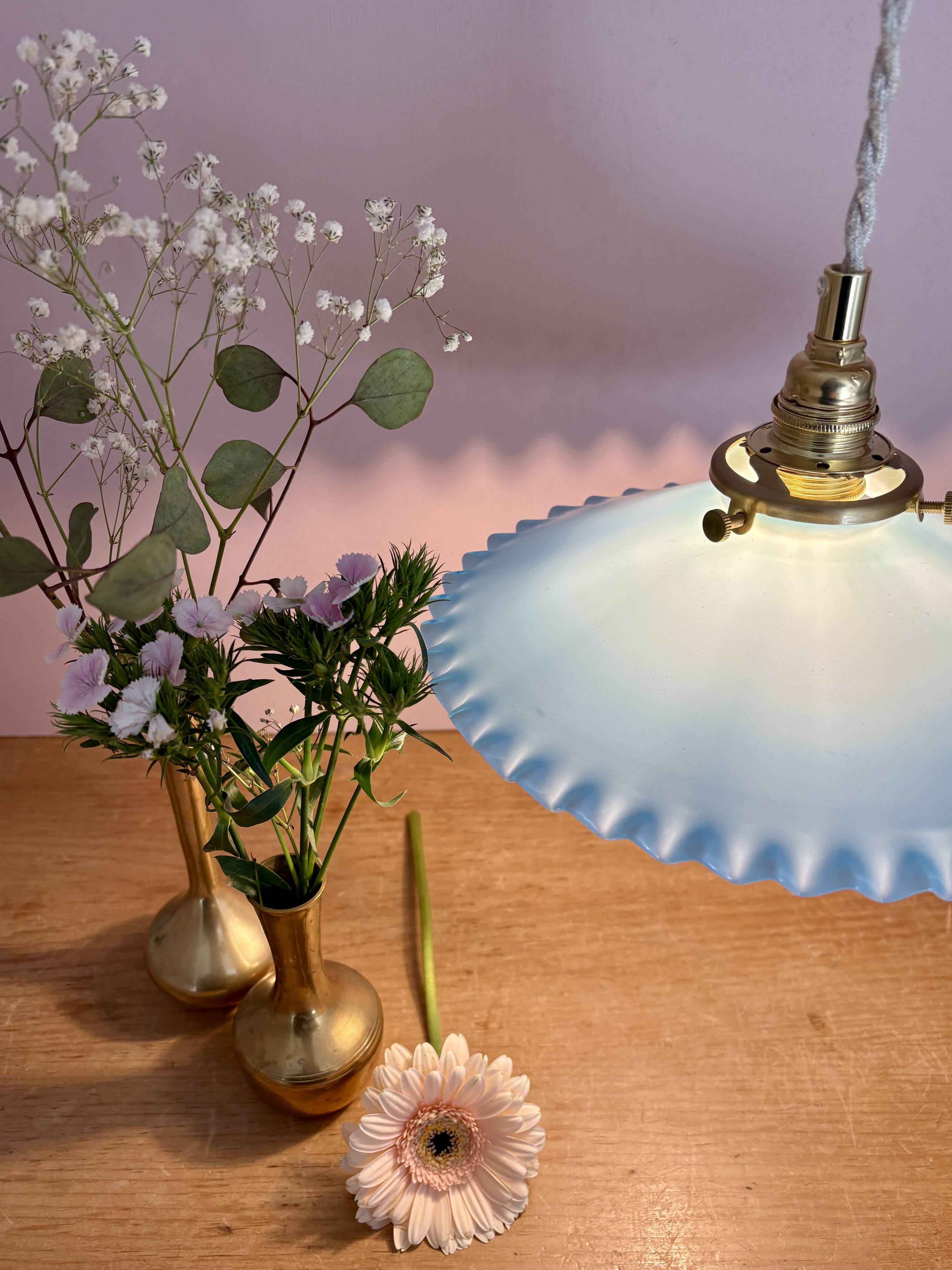 Vintage blue opaline pendant light
