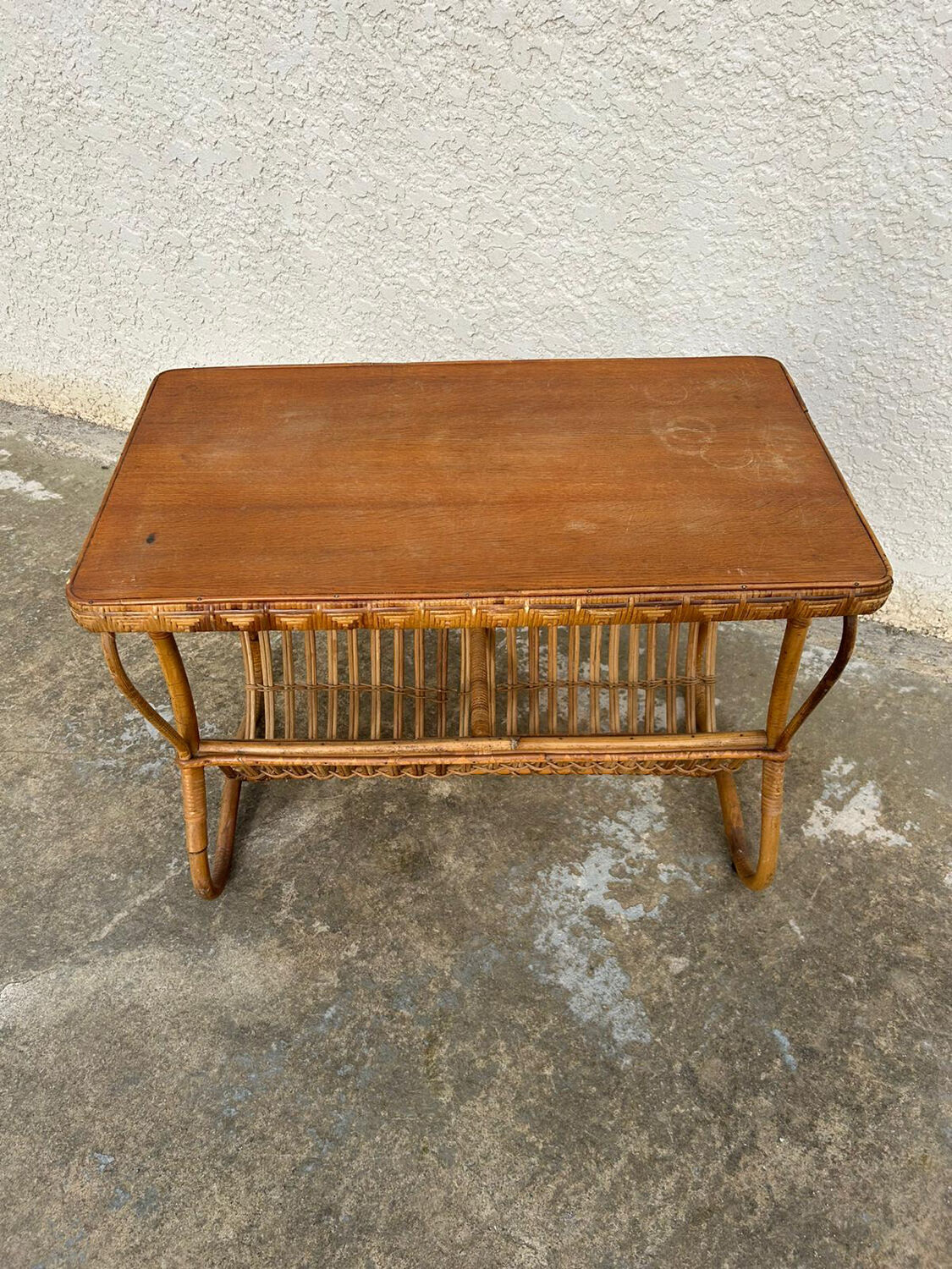 Vintage rattan magazine table