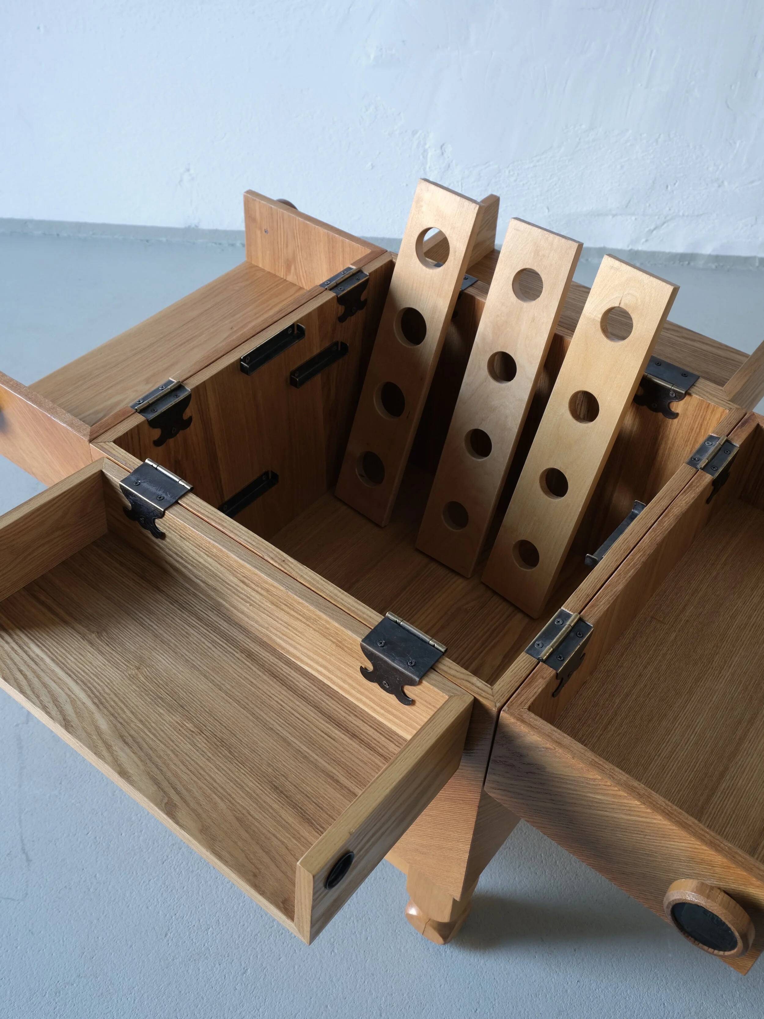 Mid-century oak bar cabinet side table, 1960s