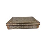 Large Persian marquetry box inlaid with its key