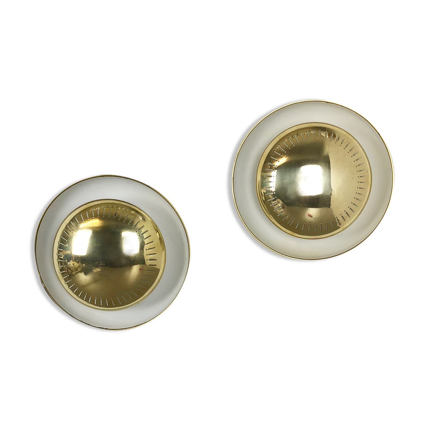 Set of two modernist brass metal sconces wall light, italy, 1950s