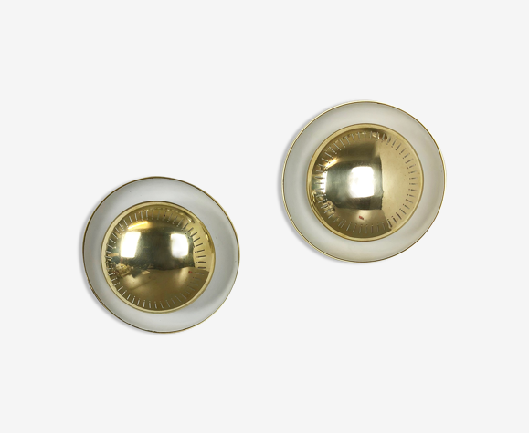 Ensemble de deux appliques modernes de métal de laiton Italie années 50