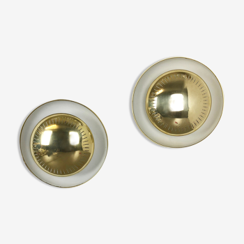 Set of two modernist brass metal sconces wall light, italy, 1950s