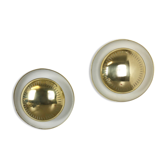 Set of two modernist brass metal sconces wall light, italy, 1950s