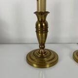 Pair of gilded bronze candlestick lamps gossip style French Empire