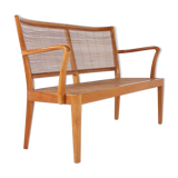 Banquette en cannage Rudolf Frank pour Erwin Behr style Finlandais classique