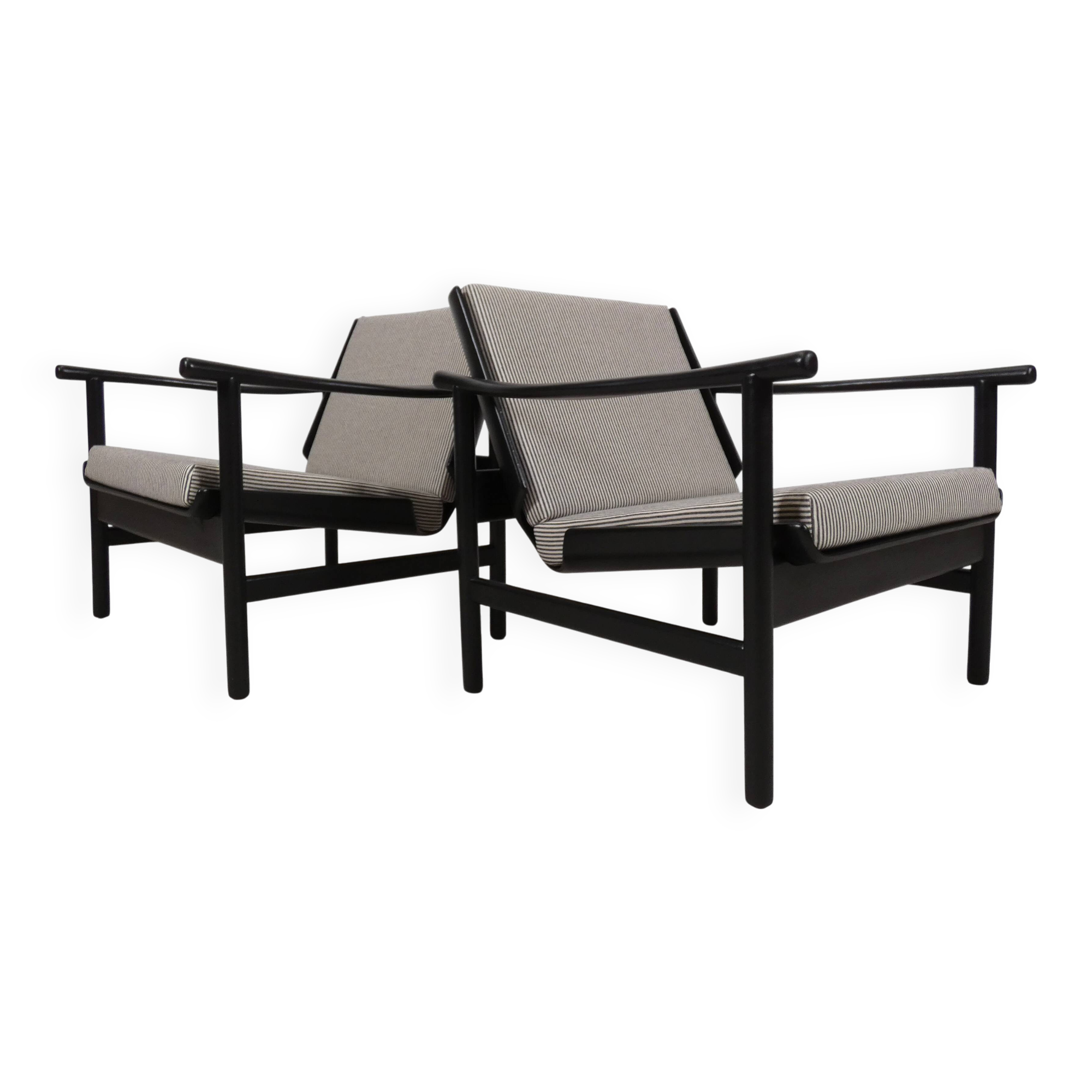 2x wooden Scandinavian arm chairs