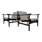 2x wooden Scandinavian arm chairs