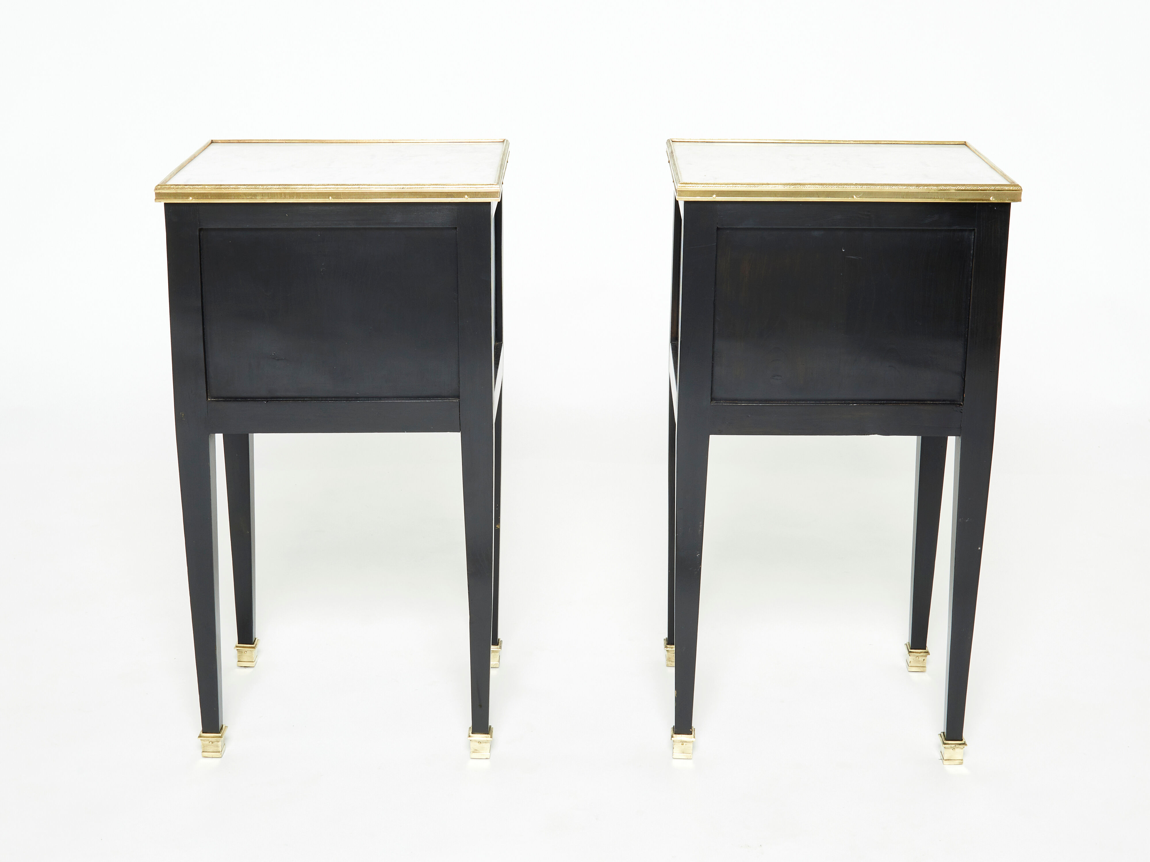 Pair of bedside tables brass brass marble House Jansen 1950