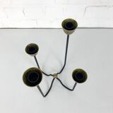 Brass and metal candlestick by Gunnar Ander for Ystad Metall, Sweden, 1950s