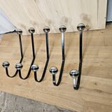 5 black and silver coat hooks from the 60s
