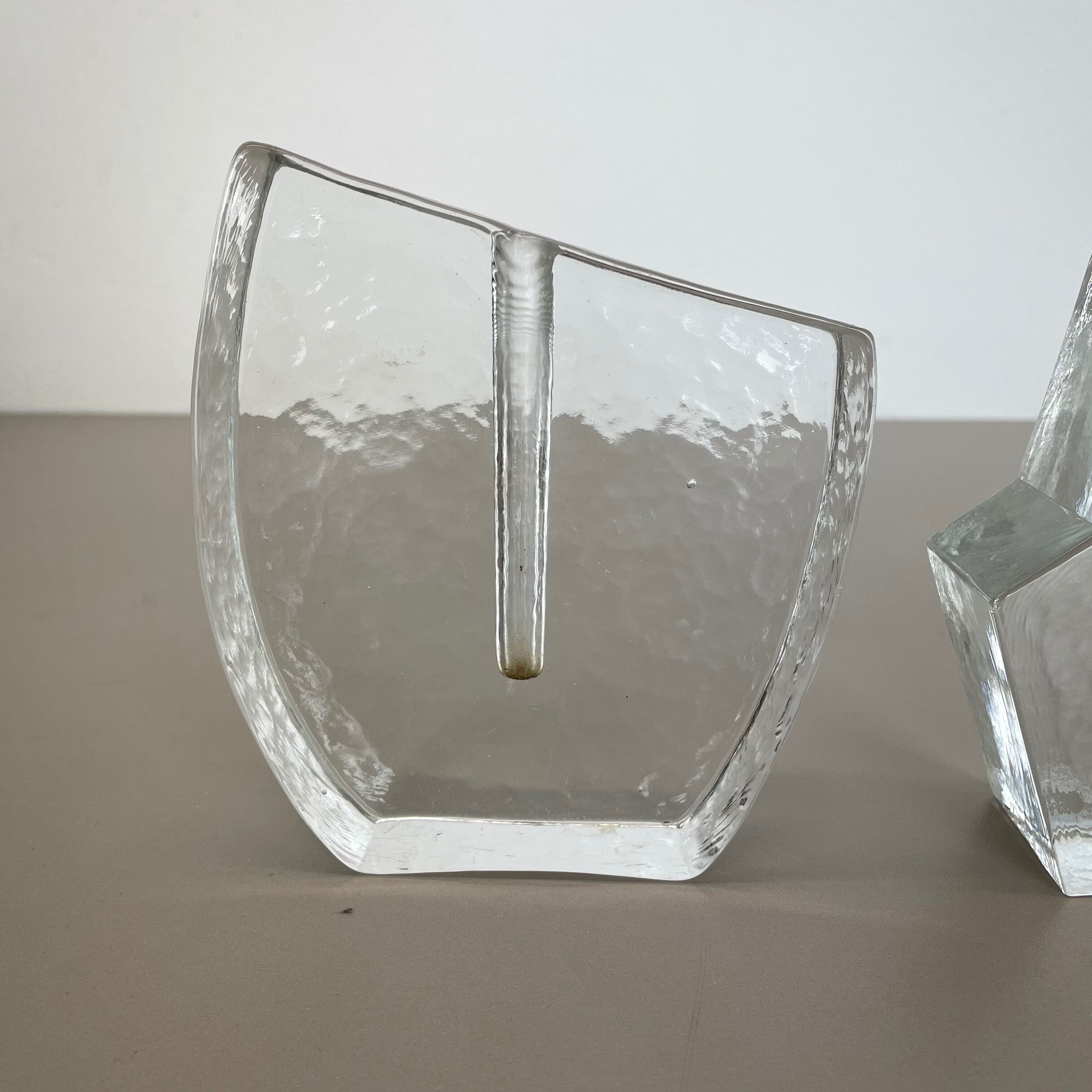Set of 2 "brutalist" rock glass vases, germany 1970