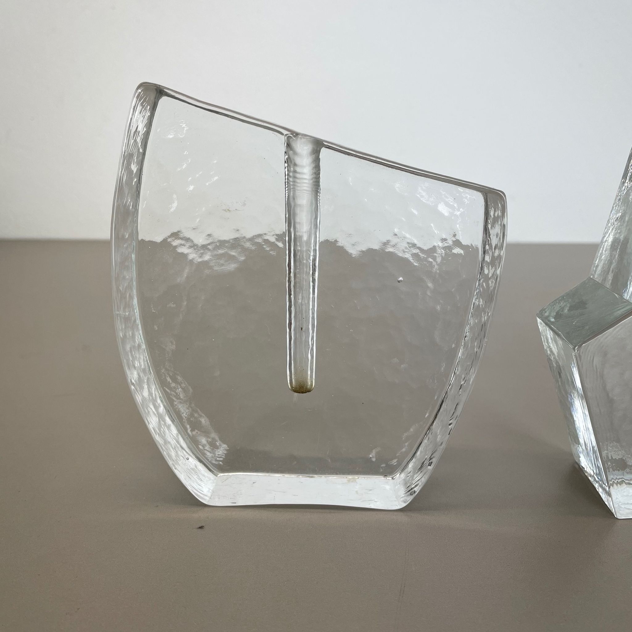 Set of 2 "brutalist" rock glass vases, germany 1970