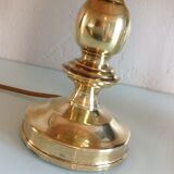 Brass bedside lamp and pink/vintage lampshade 60s-70s