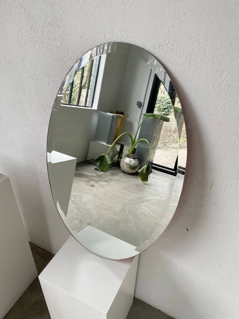 1950s oval beveled mirror