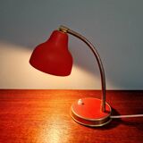 Vintage articulated desk lamp in red lacquered metal, 1950s