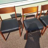 Ensemble de 4 chaises scandinaves teck cuir noire