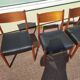 Set of 4 Scandinavian teak chairs in black leather