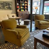 Paire de fauteuils en velours 1960