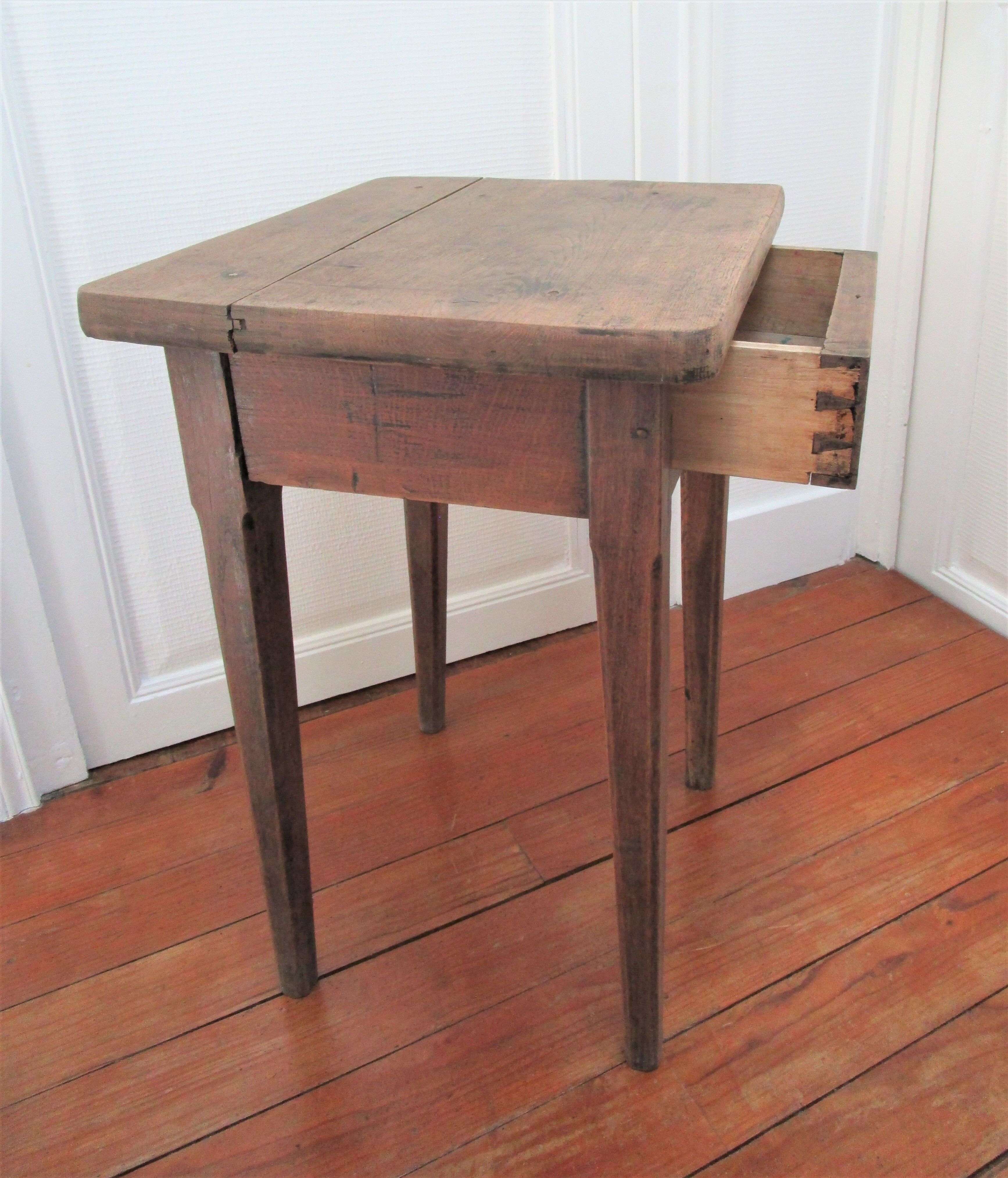 Bedside table solid oak patinated early twentieth century