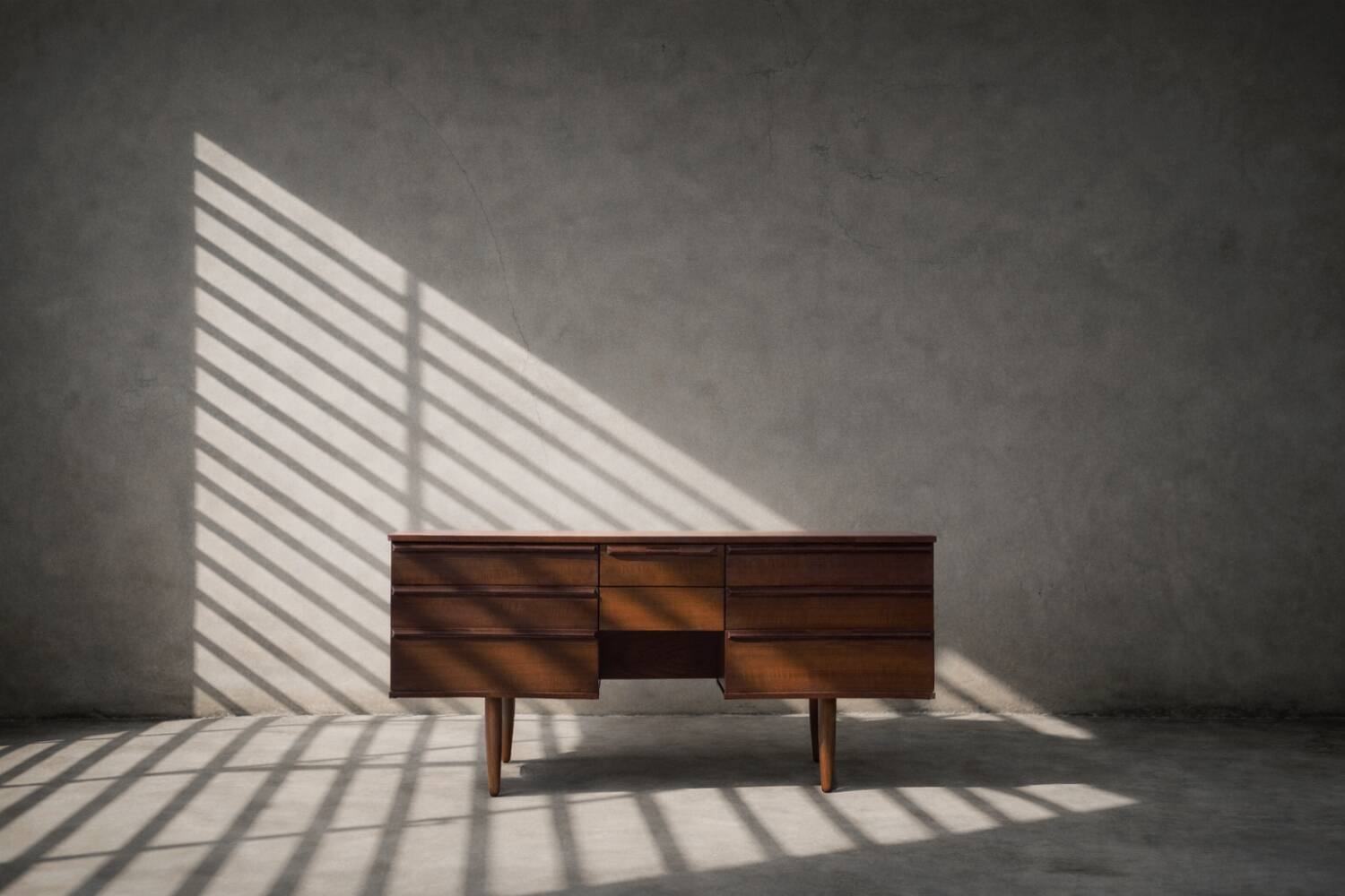 Vintage Mid-Century Modern Brown Teak Desk, 1960s