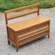 Vintage chest bench from the 50s in oak and rattan