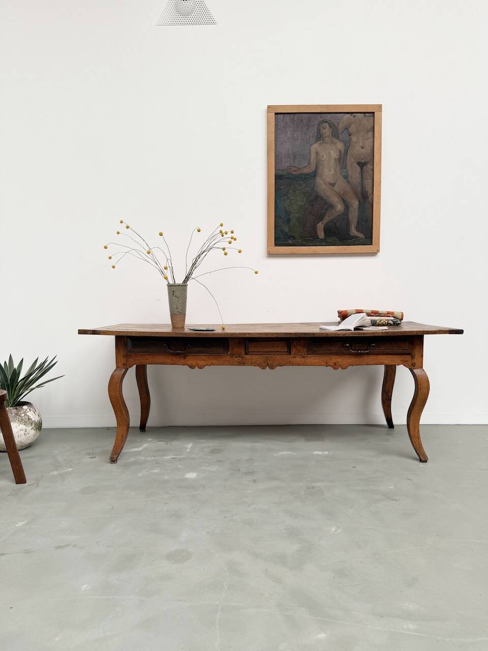 19th century walnut drapery table 2m1