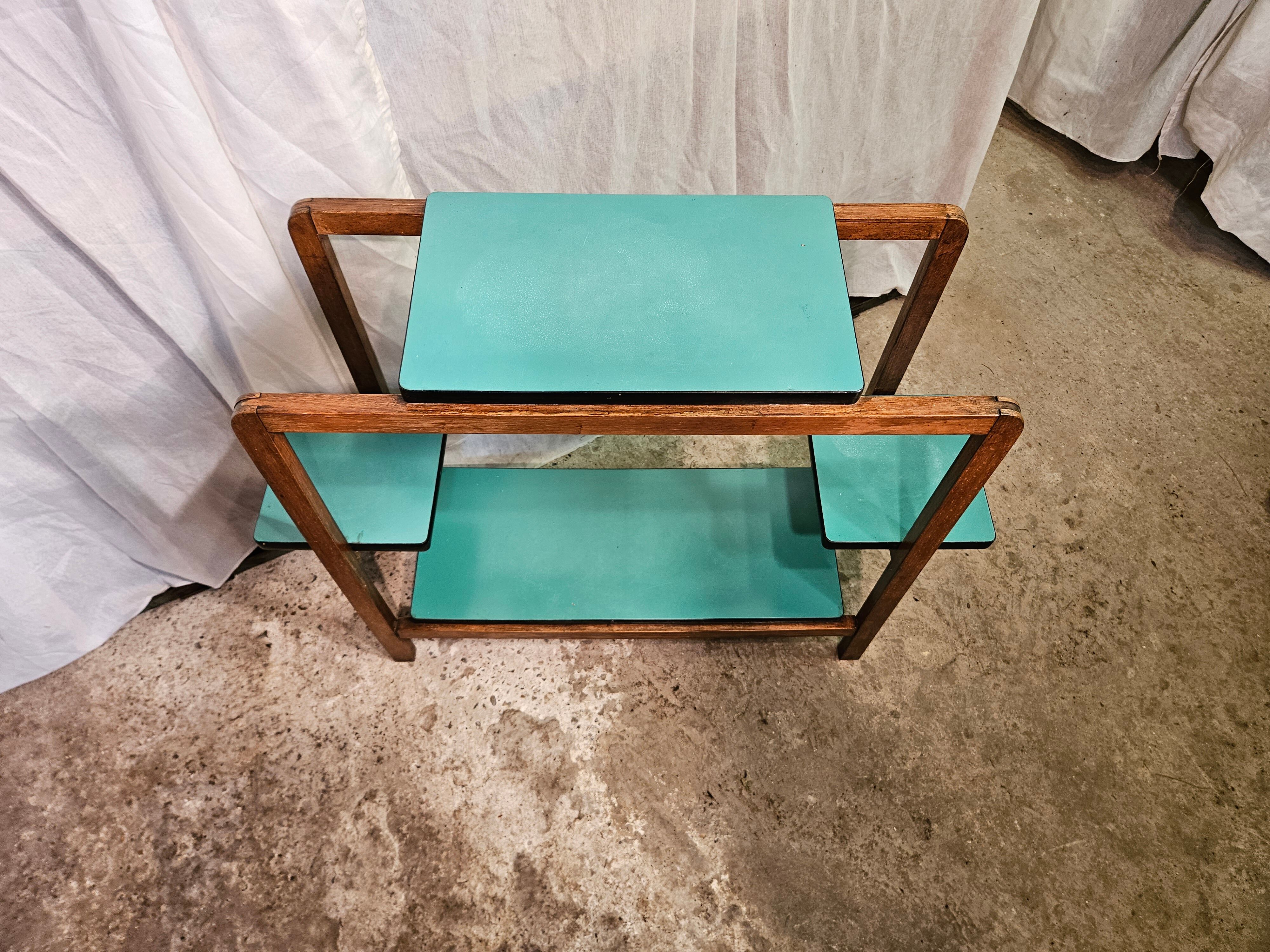 Trolley, green formica shelf 1960