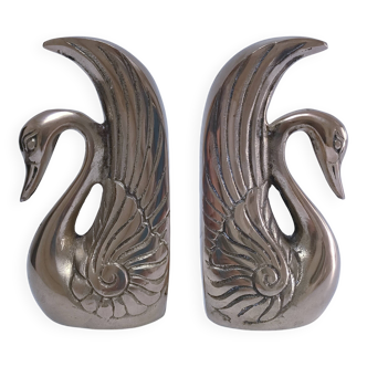 Pair of vintage stylized brass bird bookends