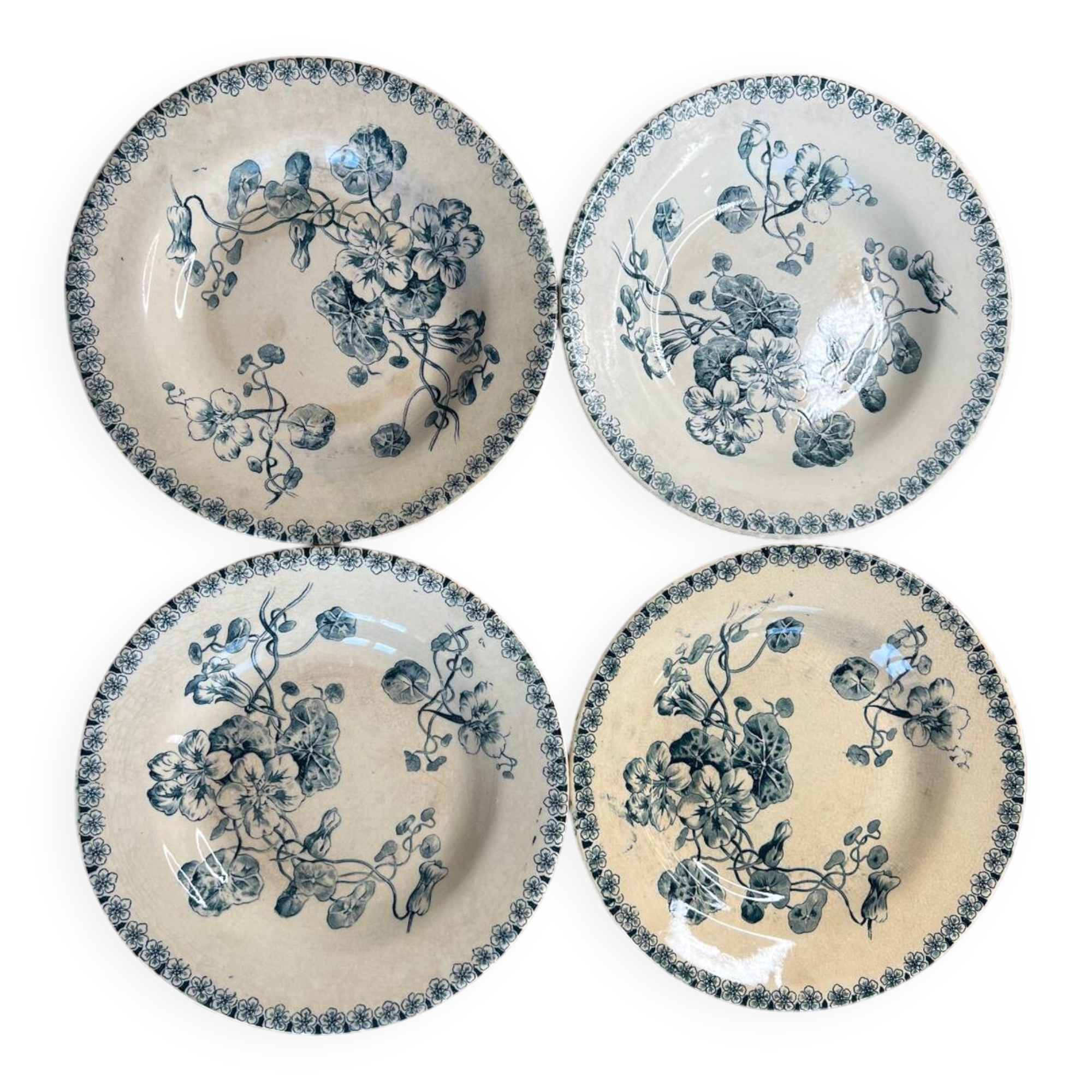 Set of 4 gien ironstone soup plates