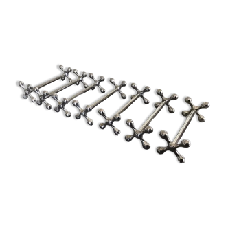 Set of 7 knife holders web silver metal model shape cross