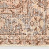 Vintage Persian Style Rug, Soft Beige Blue Medallion Handwoven Carpet